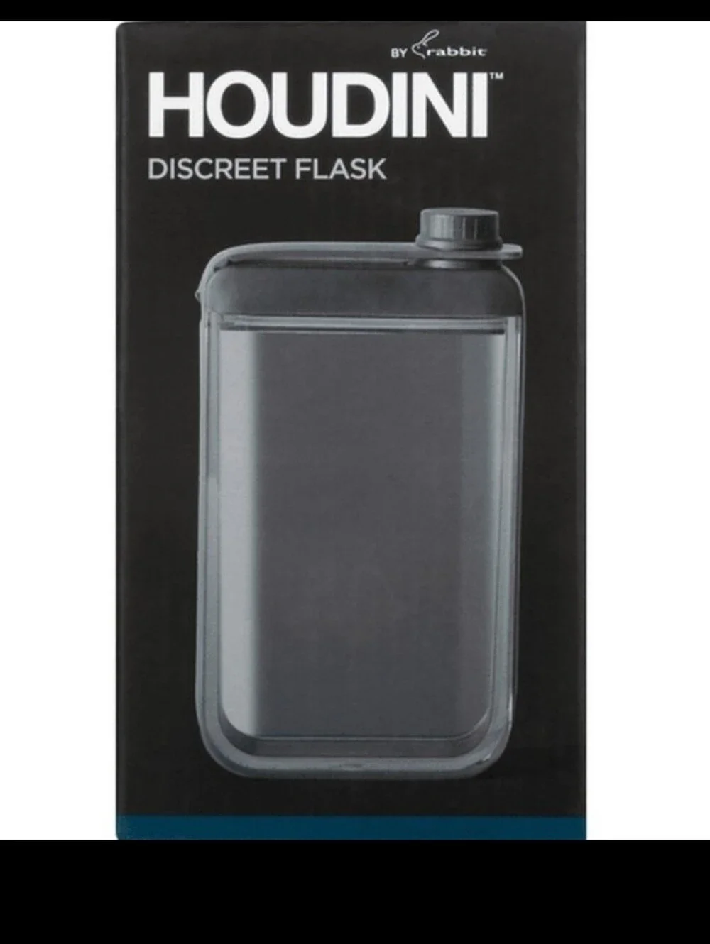 Houdini Clear Flask by Rabbit Black Flask 7.25 oz Flask Clear Black New